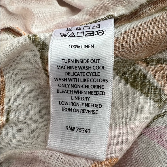 Women's C&C California Elastic Waist 100%
Linen Orange Floral Pants - Picture 3 of 8